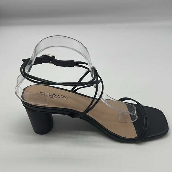 THERAPY - Black Strapy Open Toe Ankle Adjustable Strap Lightweight Heels Size 8 - Picture 12 of 13